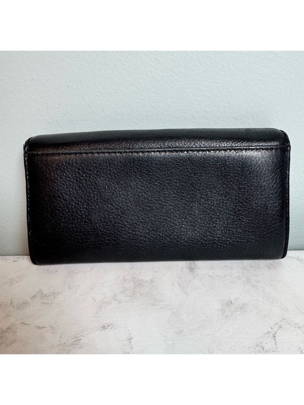 Women's Michael Kors Pebbled Leather Fulton Continental Flap Wallet Black - Picture 2 of 11